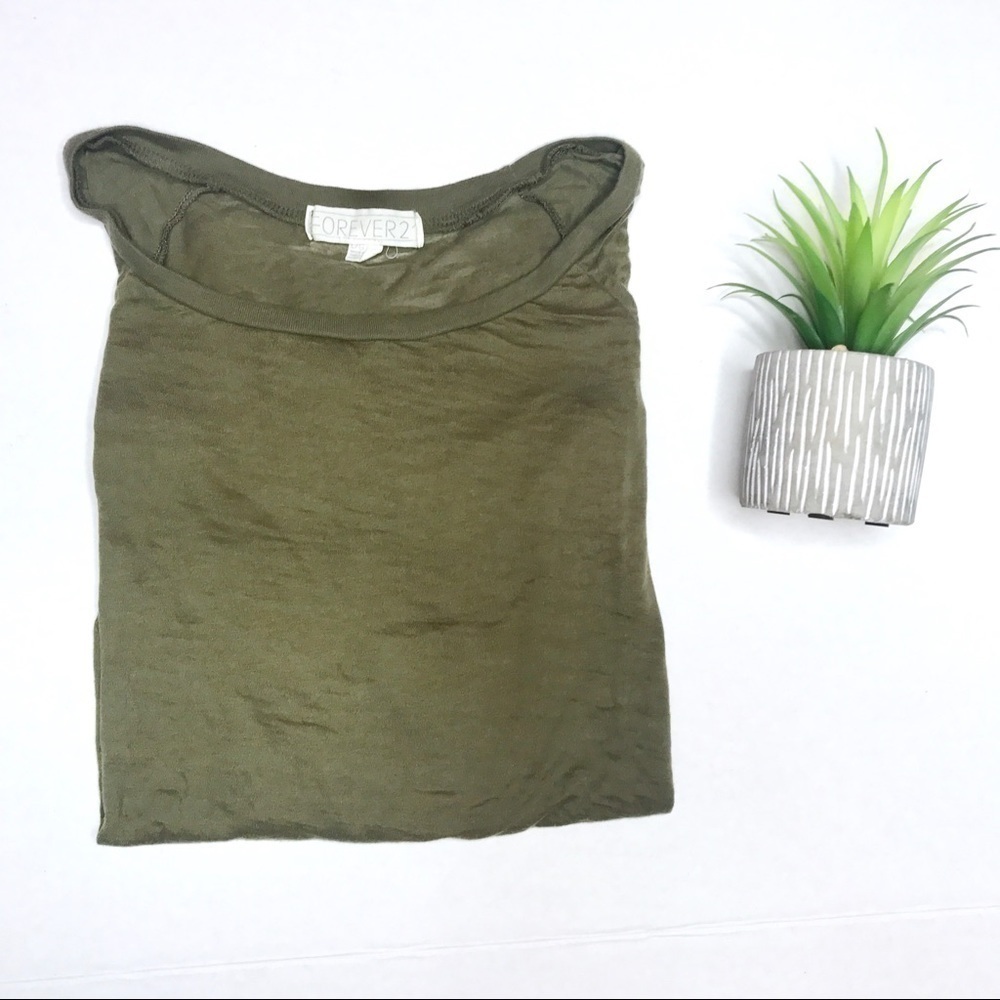 FOREVER 21 Burnout Style Olive Green Long Sleeve